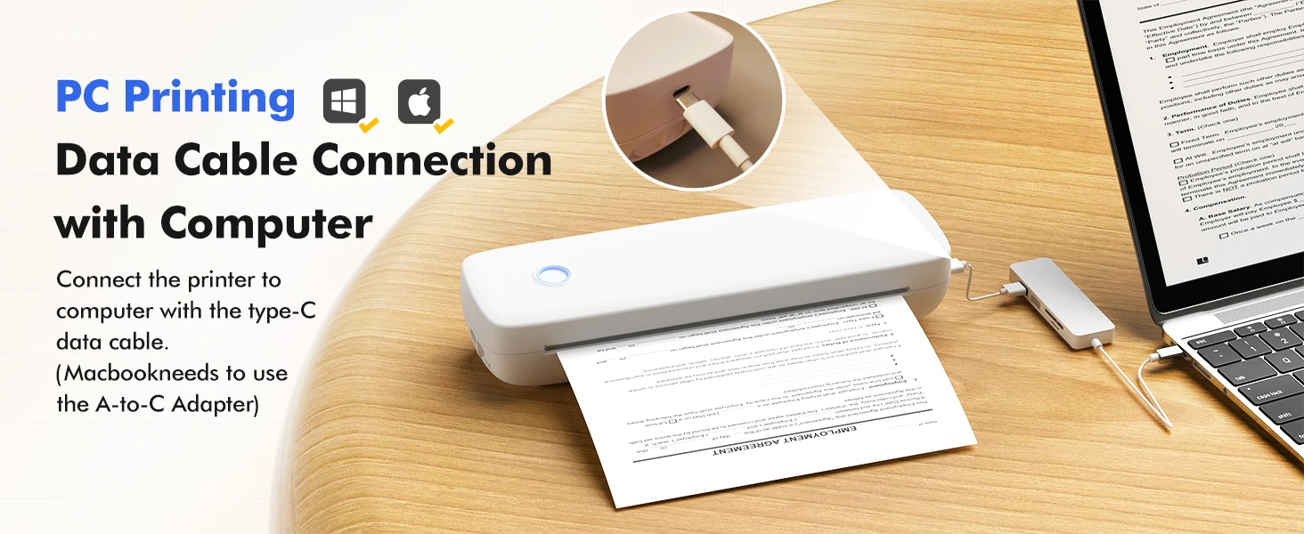 2023 Hot Selling Portable Thermal Printer A4 Paper Printing Mini A4 Label Printer Bluetooth Connect Wireless for A4 Pape manufacture