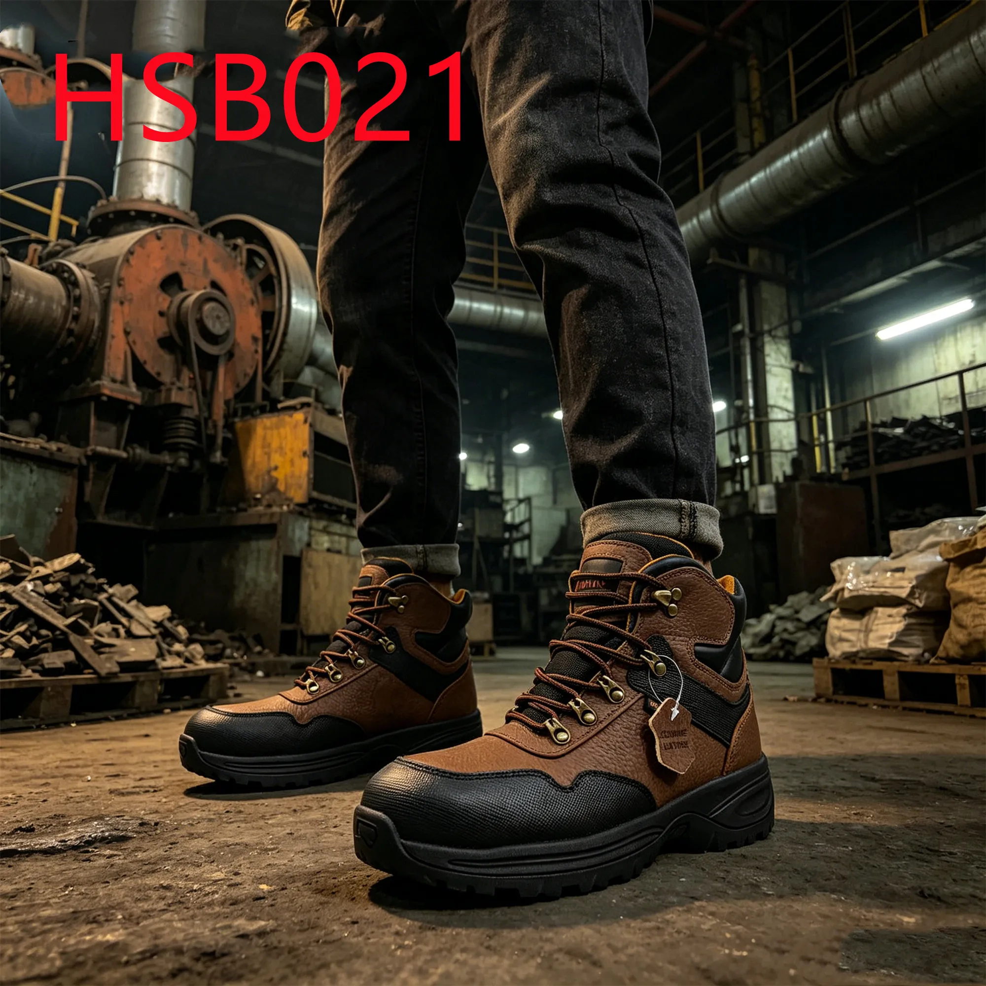 HY,pipeline Trenching Quality Embossed Leather Water-proof Labor Shoes Carpentry Work Crash Proof Toe Versatile Work BootsHSB021