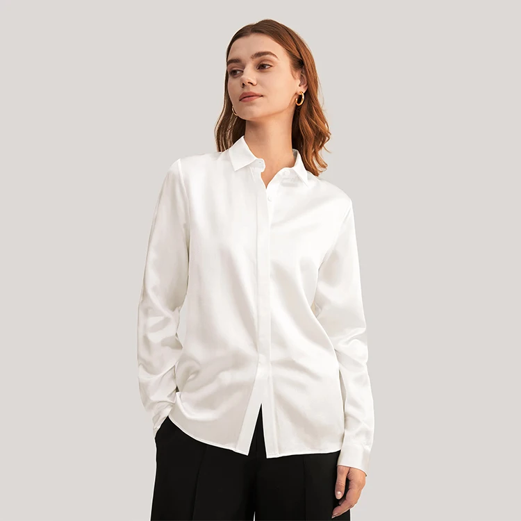 Factory Wholesale 100% Mulberry Silk Shirt Women High Quality Luxury Custom Silk Shirts
