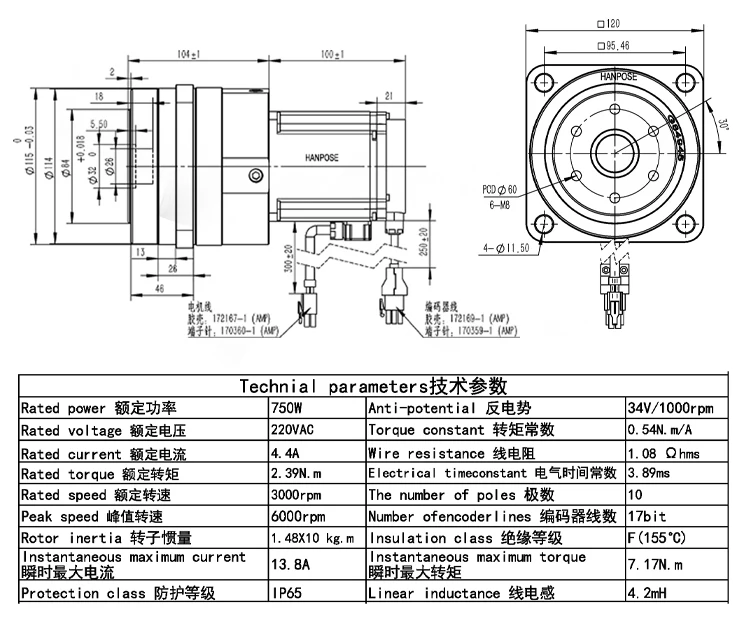 100s g 745mm servo harmonic reduction motor with 750w  239n m 44a 18  integrated reduction motor-6