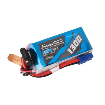 Gens Ace 1300mAh 3S 45C 11.1V G-Tech Lipo Battery Pack With EC3 Plug For RC Plane