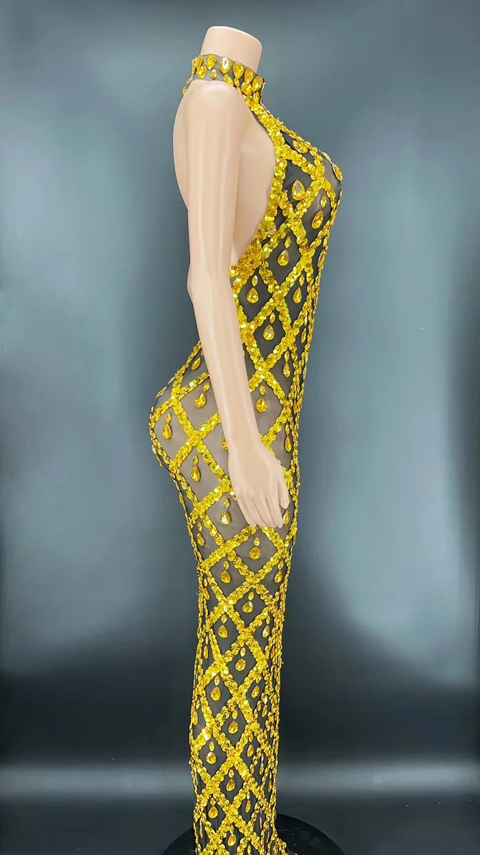 slim fit dress slacks Long Gold Prom Dresses Real Picture Sheer Top Luxury Sparkly Diamond V –  CHUMUSE