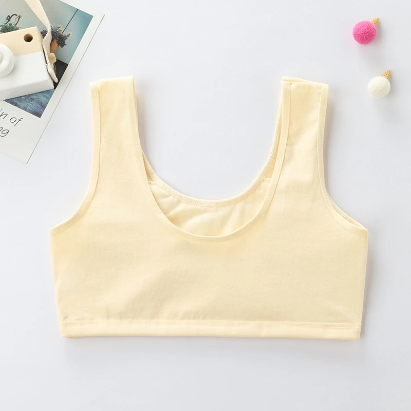 Explosive Models Simple Youthful Design First Phase Kids Bra Puberty Kids Comfort Breathable Tank Tops Bra for Teenage Girl