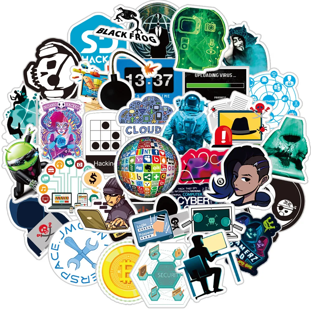 50PCS Cool Software Program Broker Programming Computer Hack Sticker
