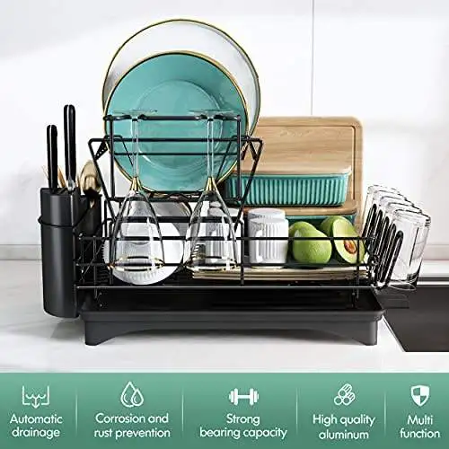 Wholesale DTK Rust Proof Over The Sink Dish Drying Rack Foldable 2 Tier Two  Layers Double Metal Custom Cheap Kitchen Dish Drainer Rack From  m.