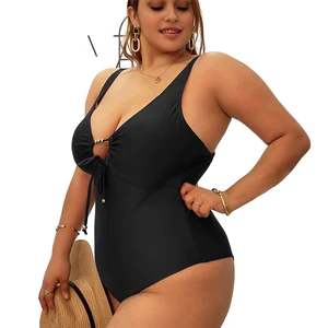 Summer Plus Size Swimwear Luxury Women Bathing Suits Tie Front Sexy Bikini One Piece Swimsuits