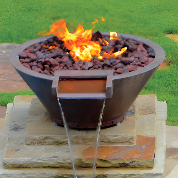 Outdoor Steel Fire Bowl with Waterfall Fireplace Outdoor Steel Fire Bowl with Waterfall Fireplace