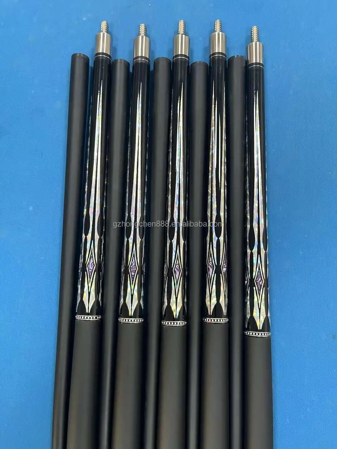 High Quality Purple Square Pattern 11.5mm Carbon Fiber Glass Fiber 1/2 Joint Snooker Billiard Pool Cue