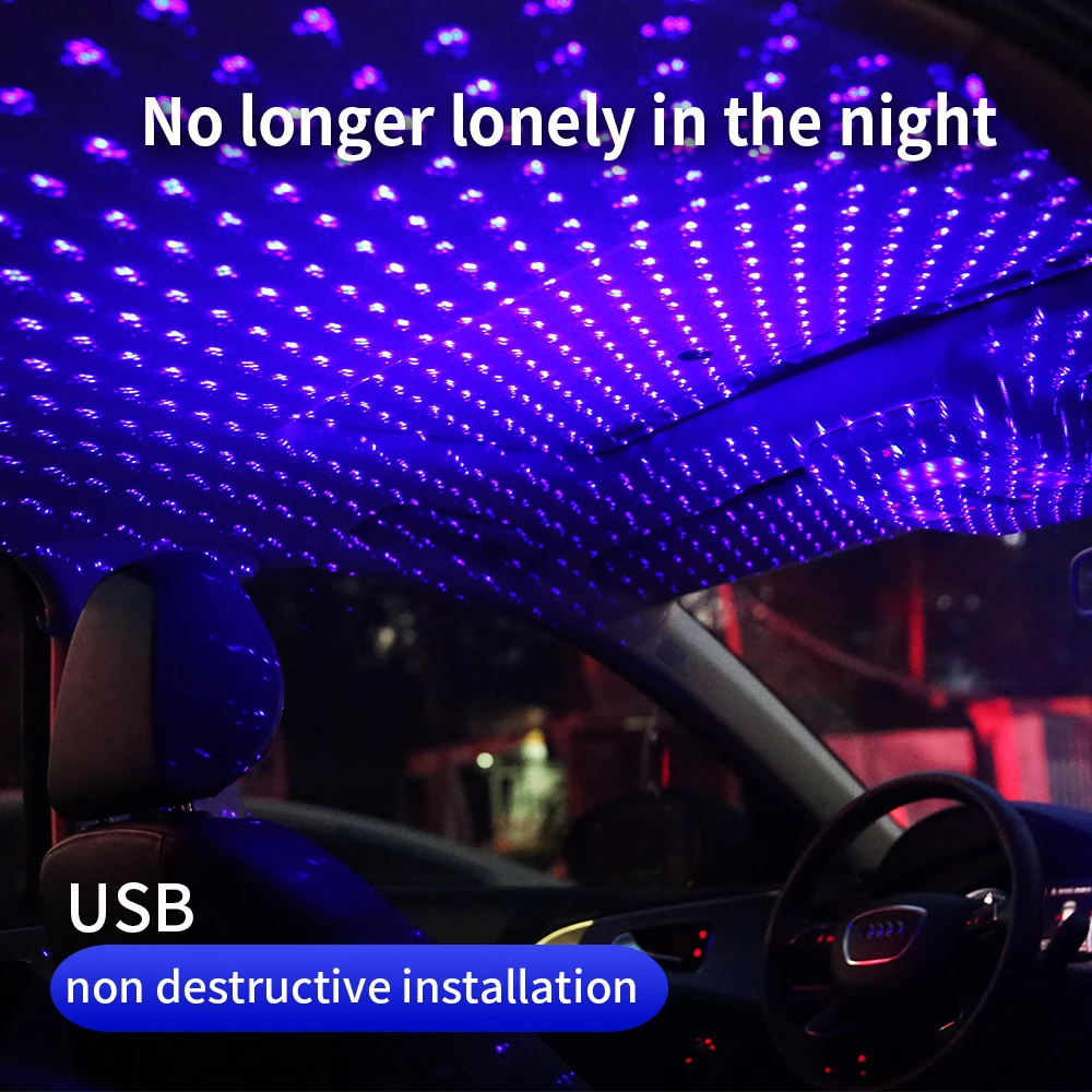 led car roof ceiling star night