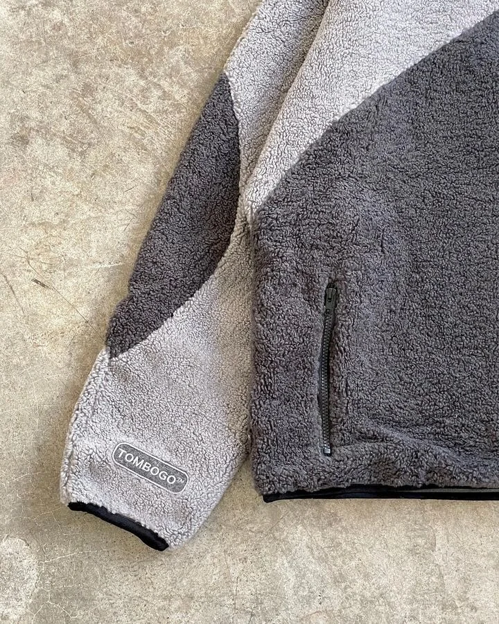 Custom Relaxed Fit Cotton Pullover Thick Blank Patchwork Fluffy Half Zip Fleece Ninja Masked Winter Sherpa Menn Hoodie With Zip gallery 5