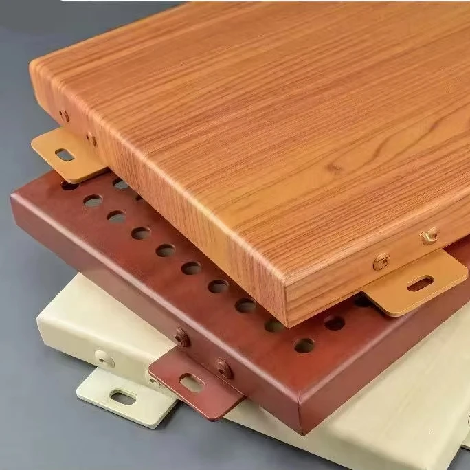 Custom-Made Wood Grain Colored Metal Aluminum Fireproof Anti-corrosion Interlocking Flat Special-Shaped Panels for Ceilings