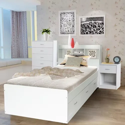 Modern Student Dormitory Bed - Wood, Single, Full Size