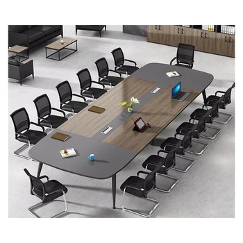 Hot Sale New Design Business Meeting Room Large Meeting Table Square Conference Table With Wire Box Metal Legs