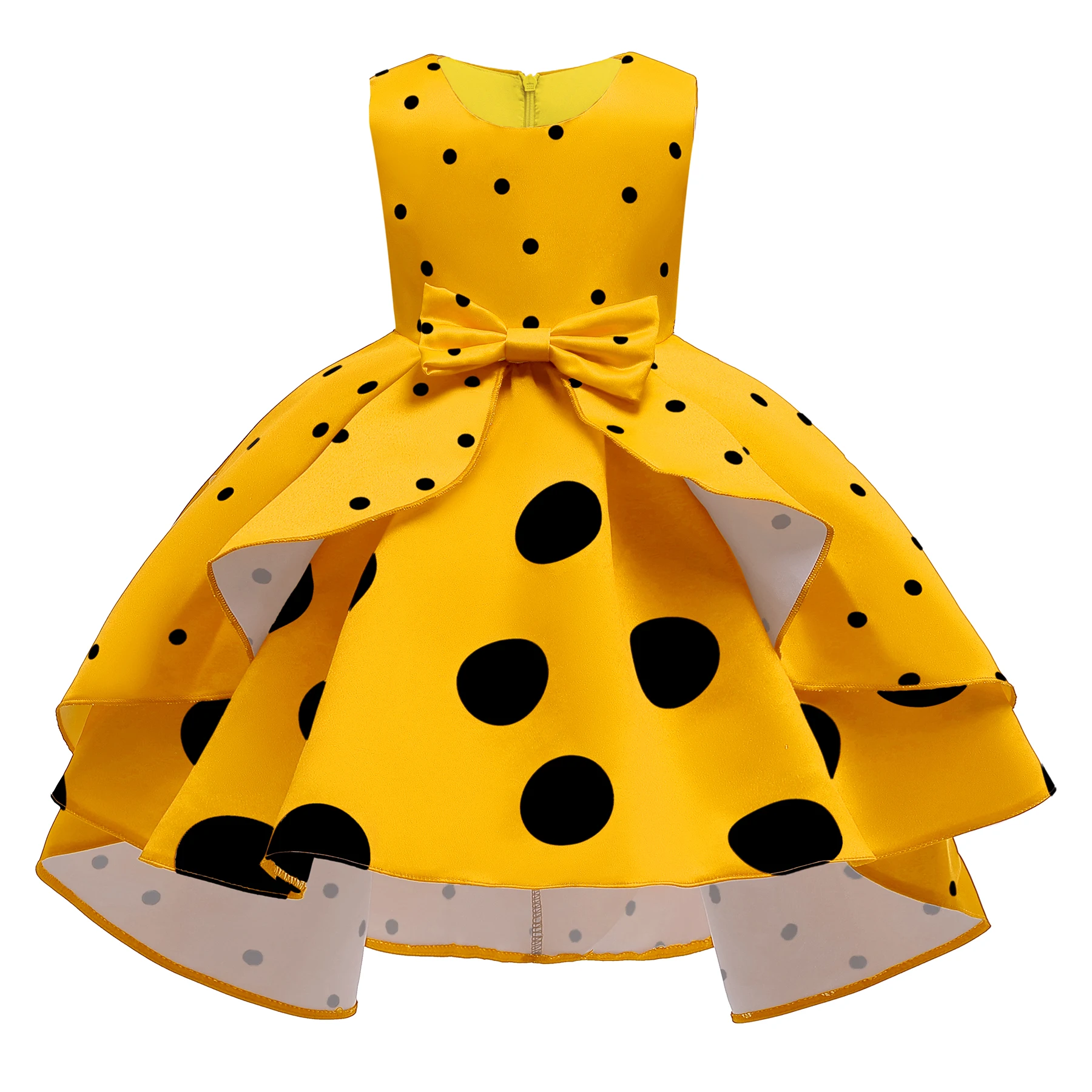 European Retro Kid Princess Dress Polka Dot Performance Dress for Child for  Girl Birthday Party Dress of 10 Years Old