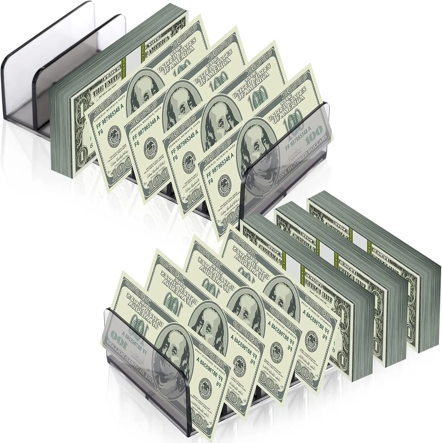 Custom Clear Acrylic 7 Section Divider Cash Trays Acrylic Money