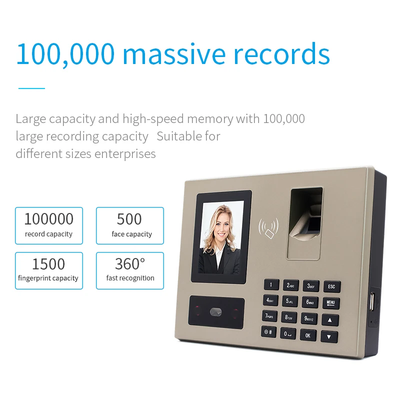 Web Biometric Real Time Clock Fingerprint Attendance Face Fingerprint ID Card Attendance Machine Access Control System with SDK