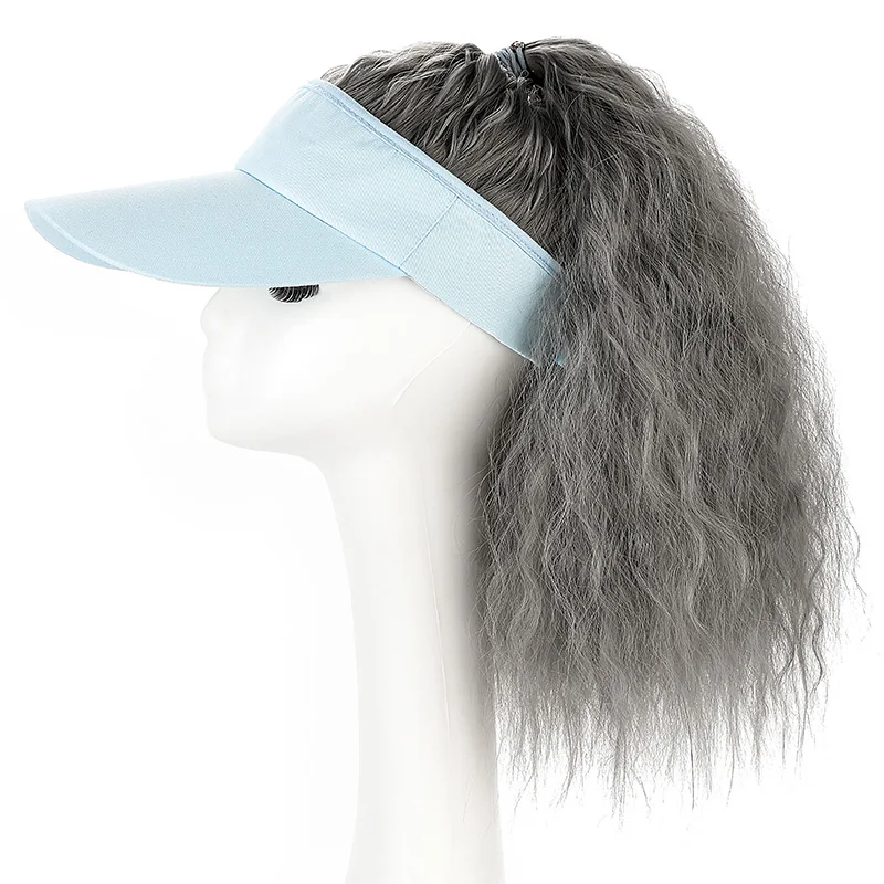 Hat with Ponytail Wig Fluffy Synthetic Hair Extension