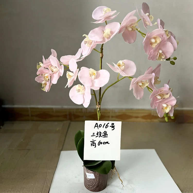 P010 Artificial Orchid In Gold Vase White Faux Orchid Plant In Gold