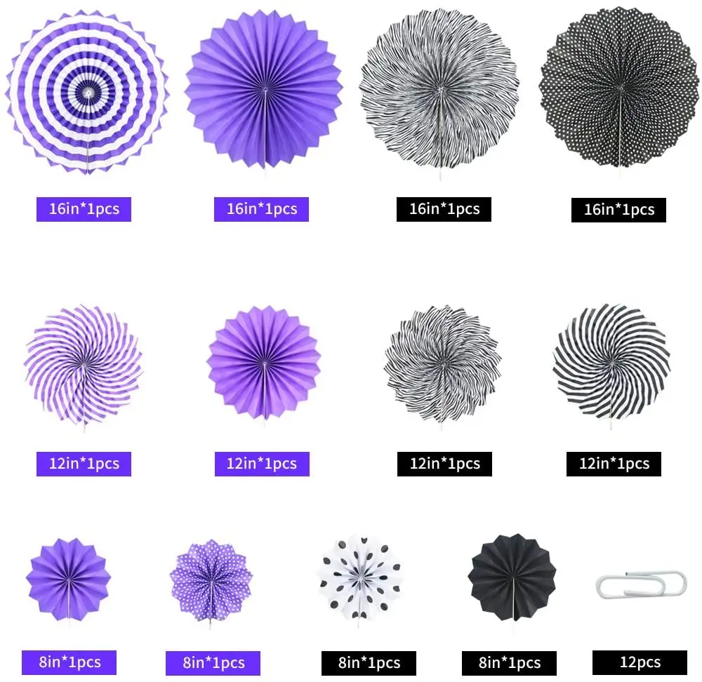 Purple Theme Party Hanging Honeycomb Round Paper Fans Decoration Kit For Baby Boy Shower 1st ...