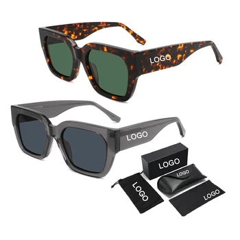 CONCHEN Custom Brand Designer Oversized Women Acetate Sunglasses Polarized Handmade Square Vintage Acetate Men SunGlasses