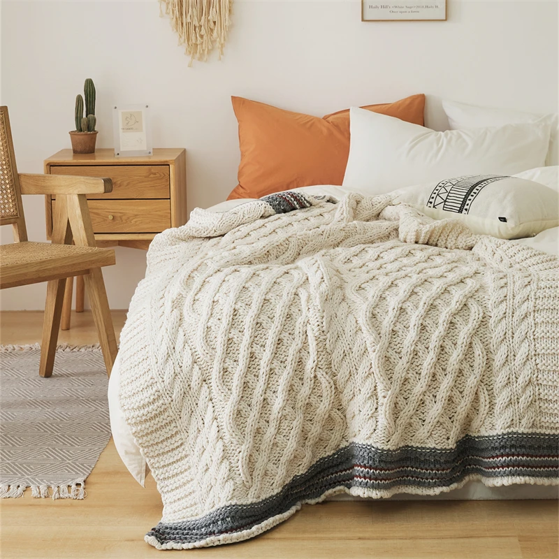 product gl simple and atmospheric fried dough twists design new design soft knitting blanket in 2025-57