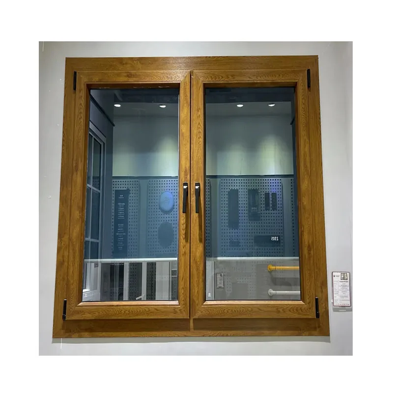 Wooden Frame UPVC Window Casement Soundproof PVC Sliding UPVC Residential Door and Windows