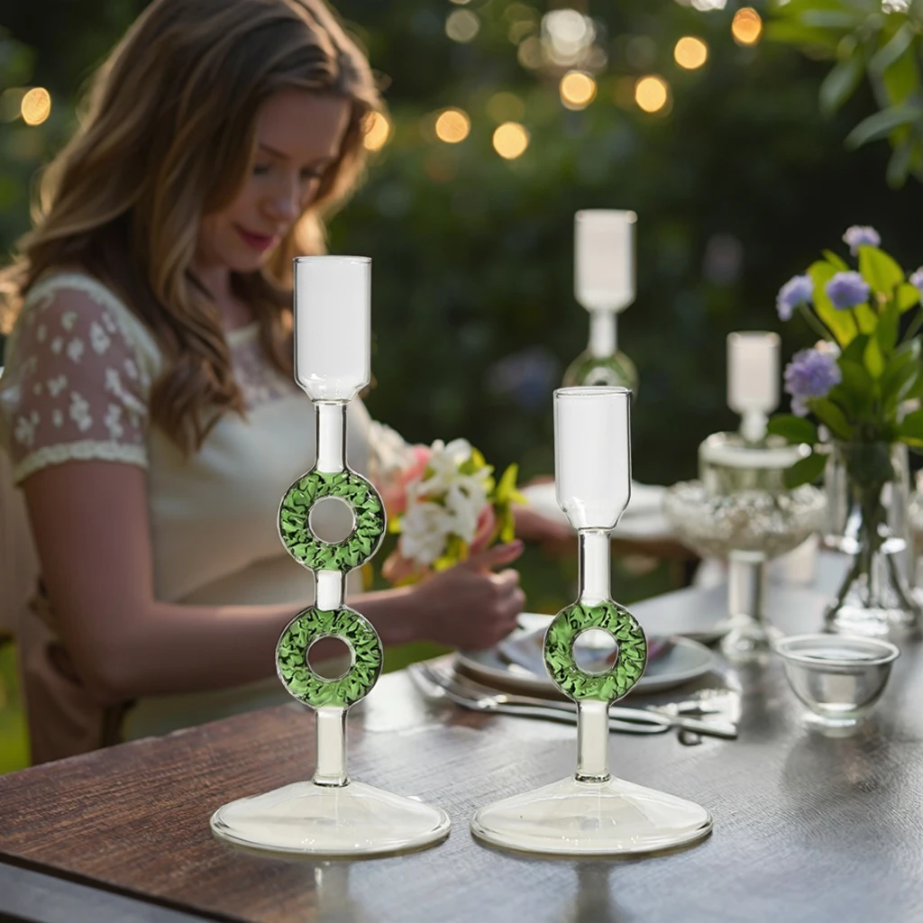 product 3d engraving crystal christmas themed glass candle holders with tree design transparent base for home decor table centerpieces-8