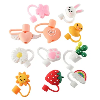 Bar Accessories 7mm Reusable Dust-Proof Cover Cloud Bulk Cartoon Animals Topper Plugs Silicone Tips Drinking Straw Cover