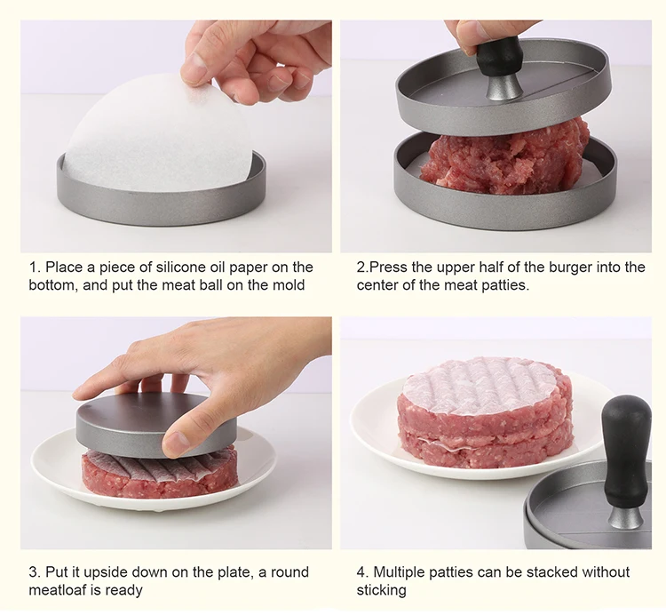 thumbnail image 2 of Stainless Steel Hamburger Press & Patty Maker - Non-Stick Kitchen Tool For Perfect Burgers & Meatballs 2 of 10