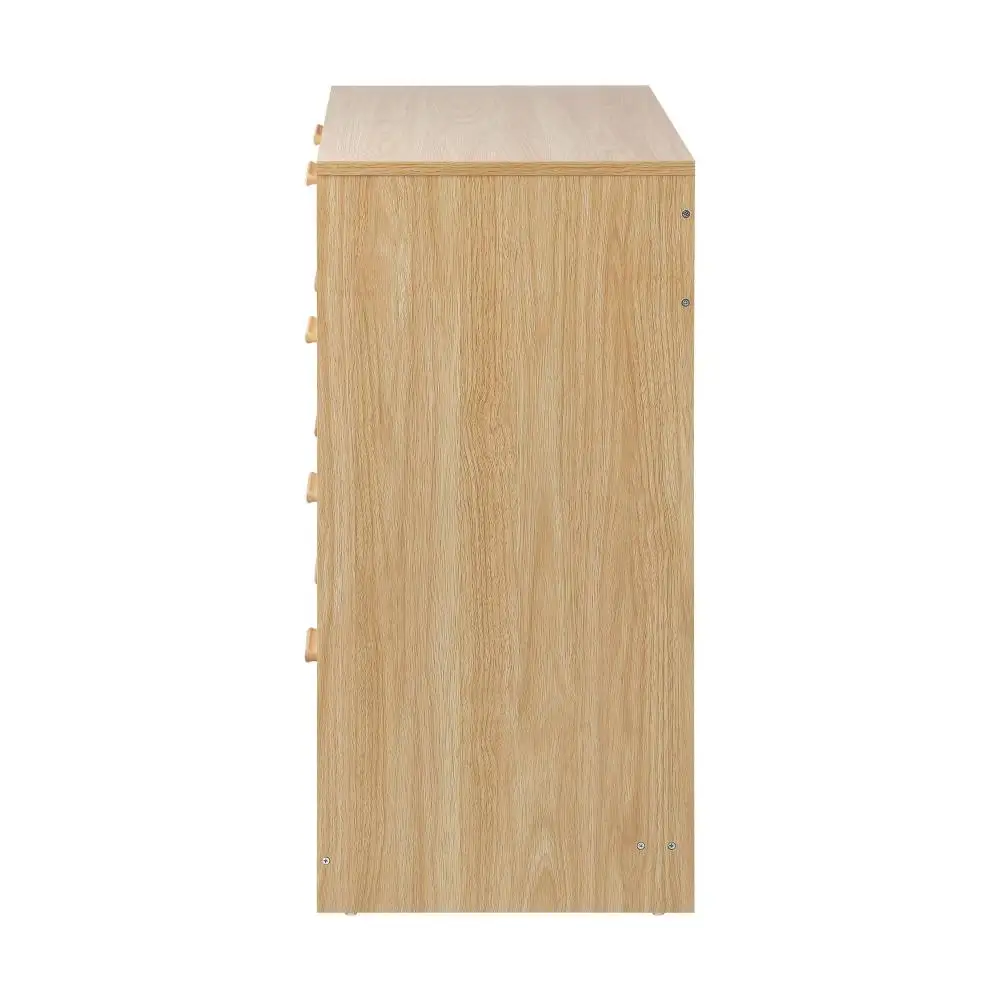 Japanese Rattan Front Chest of Drawers Wooden Storage Sideboard with 5 Drawers for Living Room
