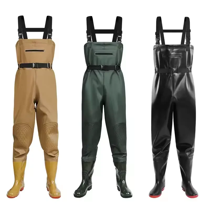 Custom Wholesale Thickened PVC Fishing Chest Waders Waterproof Fly Fishing Waders Custom Thigh Fishi
