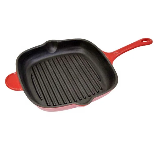 White Enamel Square Cast Iron Grill Pan With Ridges,27cm - Buy White Enamel  Square Cast Iron Grill Pan With Ridges,27cm Product on