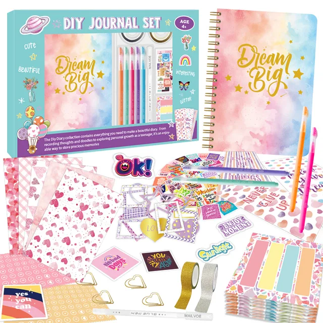 GF Hot Selling Gifts Ideas Notebook Stickers Frame Memo Papers Scrapbook Diary Stationery Set DIY Journal Set for Boys & Girls