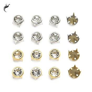Hot selling 10 mm round eight prong drill hollow hollow jaw set glass rhinestone DIY decorative clothing accessories