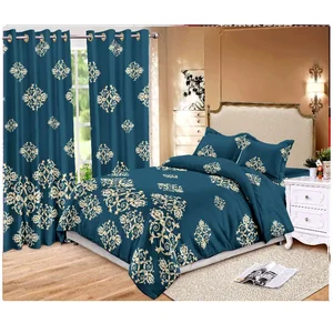 Luxury 12-Piece European and American Style Bedding and Curtain Set King Size Quilt Bedspread and Fitted Bed Sheets Wholesale