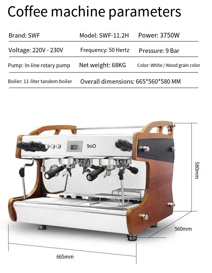 product double group 2 groups rotary pump commercial professional coffee espresso machine for coffee shops-14