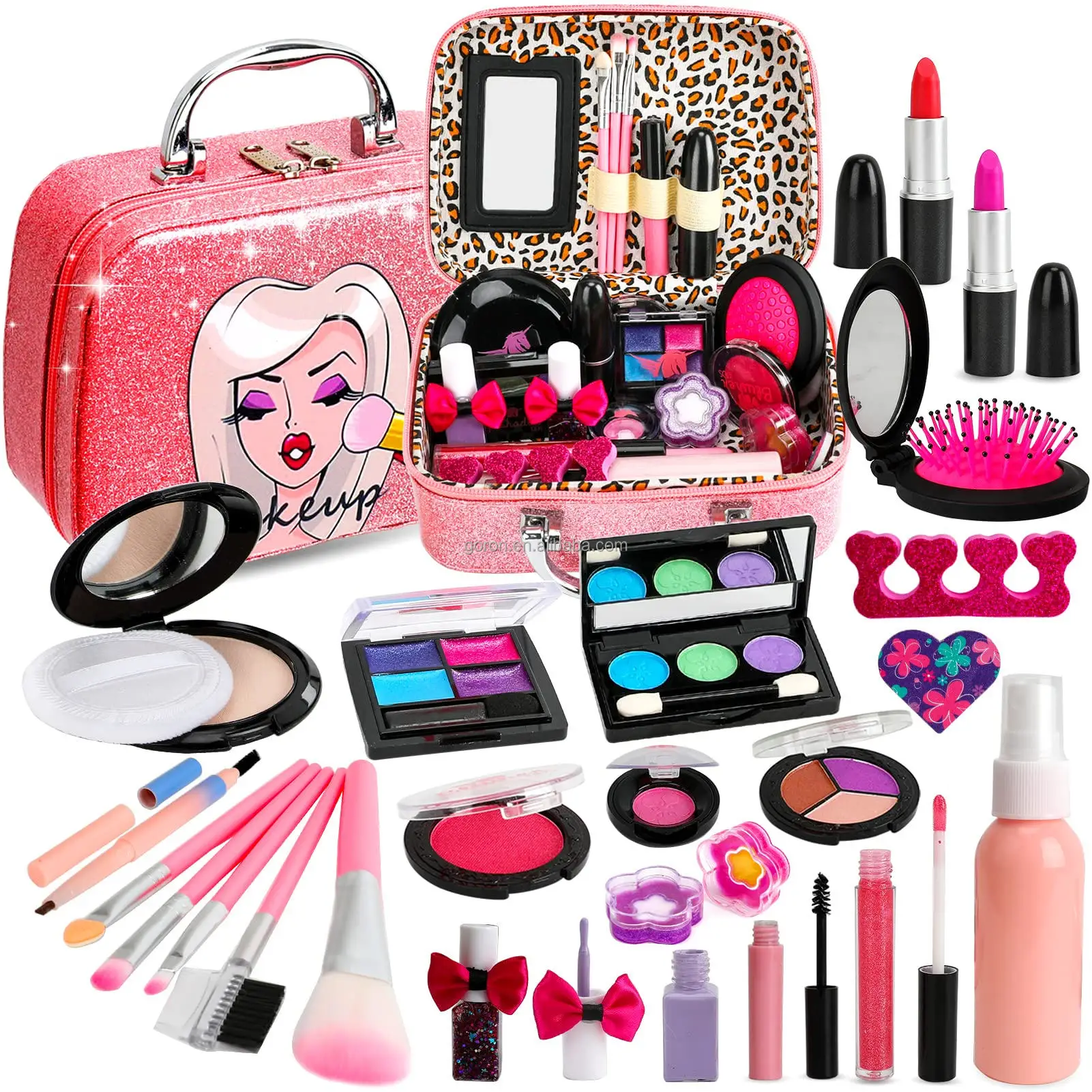 Kids Makeup Kit For Girl Real Washable Cosmetic Toys Toddler Princess ...