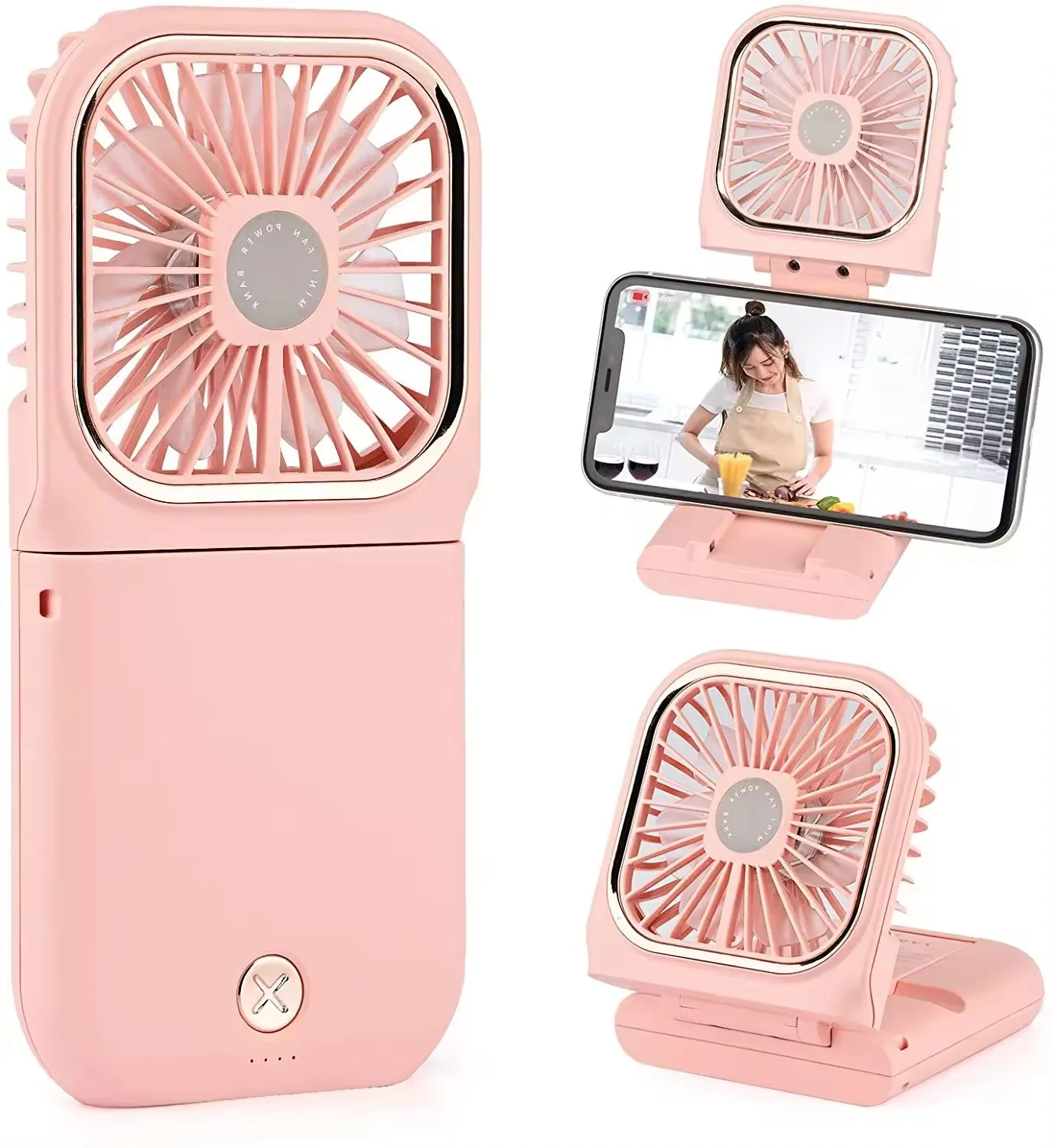 2024 Hot Selling Multifunctional USB Mini Fan with Power Bank Flashlight Handheld Rechargeable Portable 3 in 1 Fan