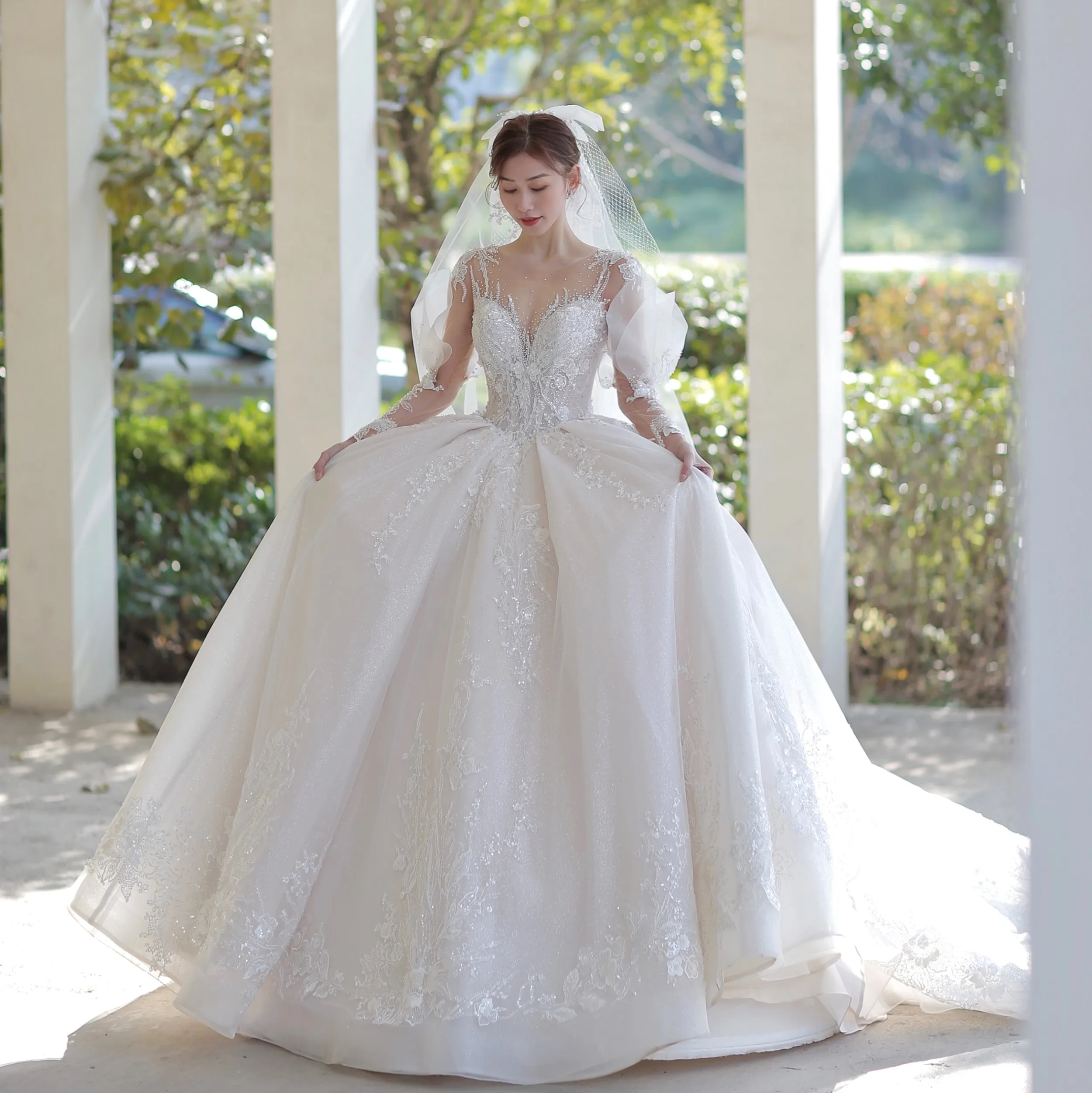 Queen Vestido De Noiva Bridal Ball Gown Lace Heavy Beading Lxuury ...