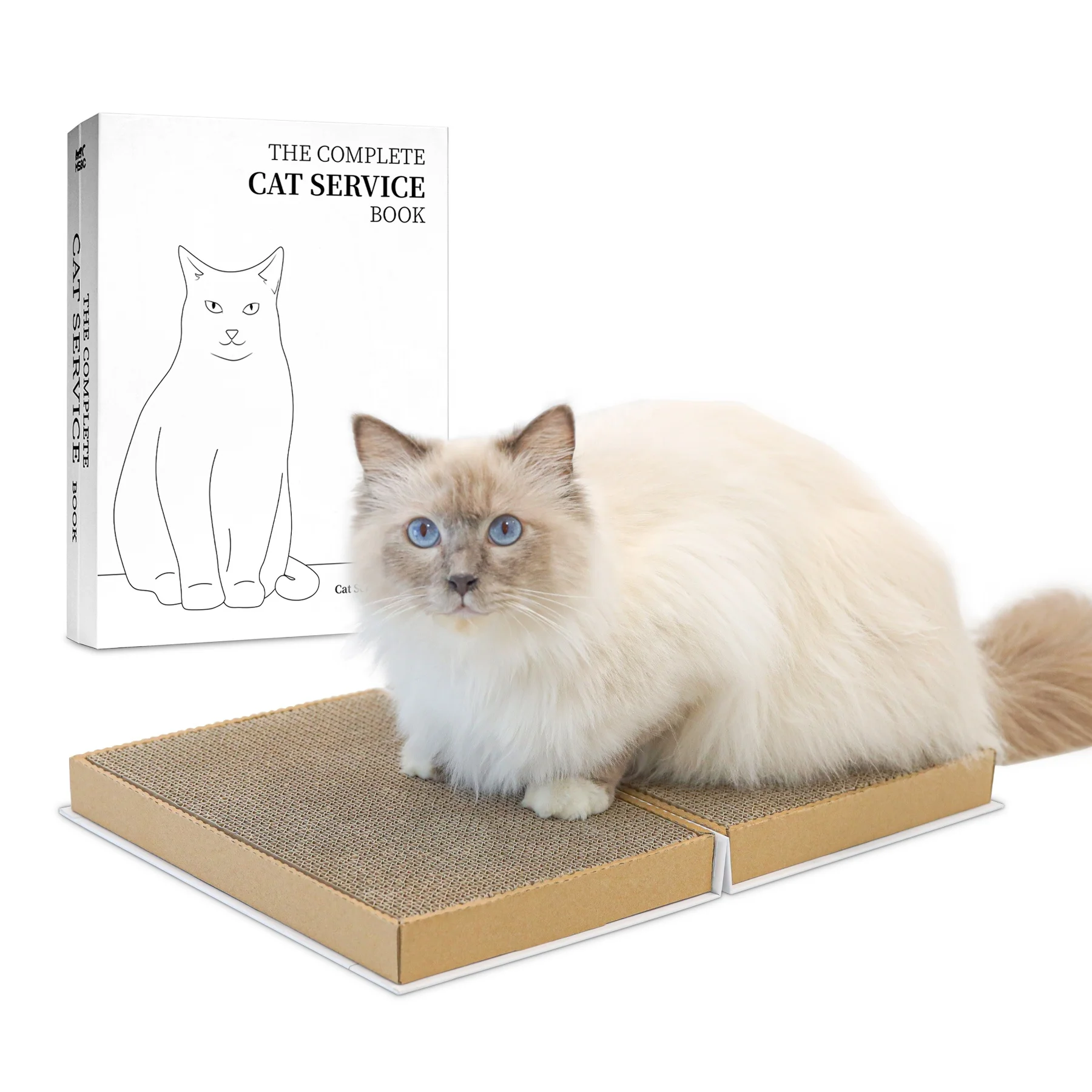 2023 Book Shape Foldable Recycled Corrugated Cardboard Cat Scratcher Delux Cat Scratching Post Lounge Bed House Sofa protection