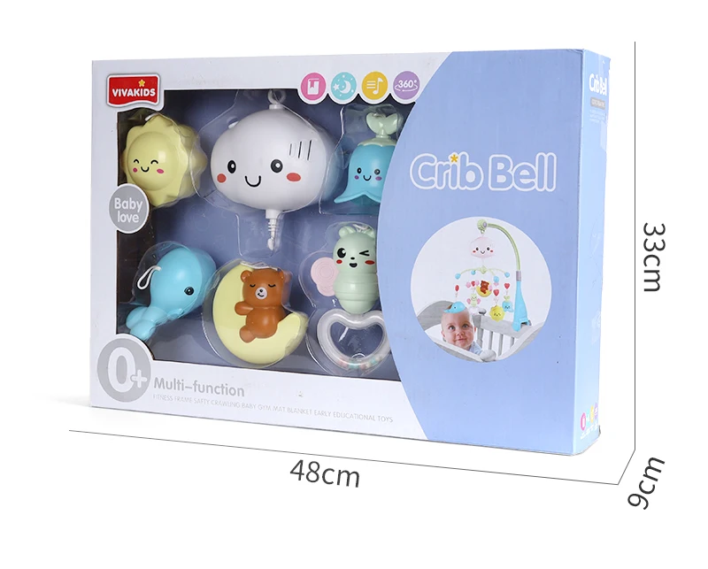 New style multiple functional plastic comfort baby holder crib hanging toy with projector