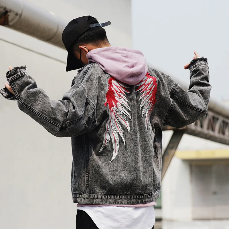 Hip Hop Custom Denim Jackets Mens Mens Casual Wear Customized
