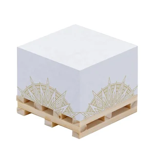 Wholesale Custom Logo Self-Adhesive Note Cube 7.6*7.6 Sticky Paper Block Memo Pad with Wooden Pallet for Memos Instructions
