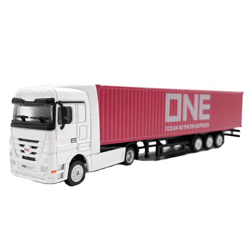 【A】Scale 1:87  Truck  Model  Shipping Line Logistics Freight Forwarder Gift ONE Alloy Material Customized Container Truck Model