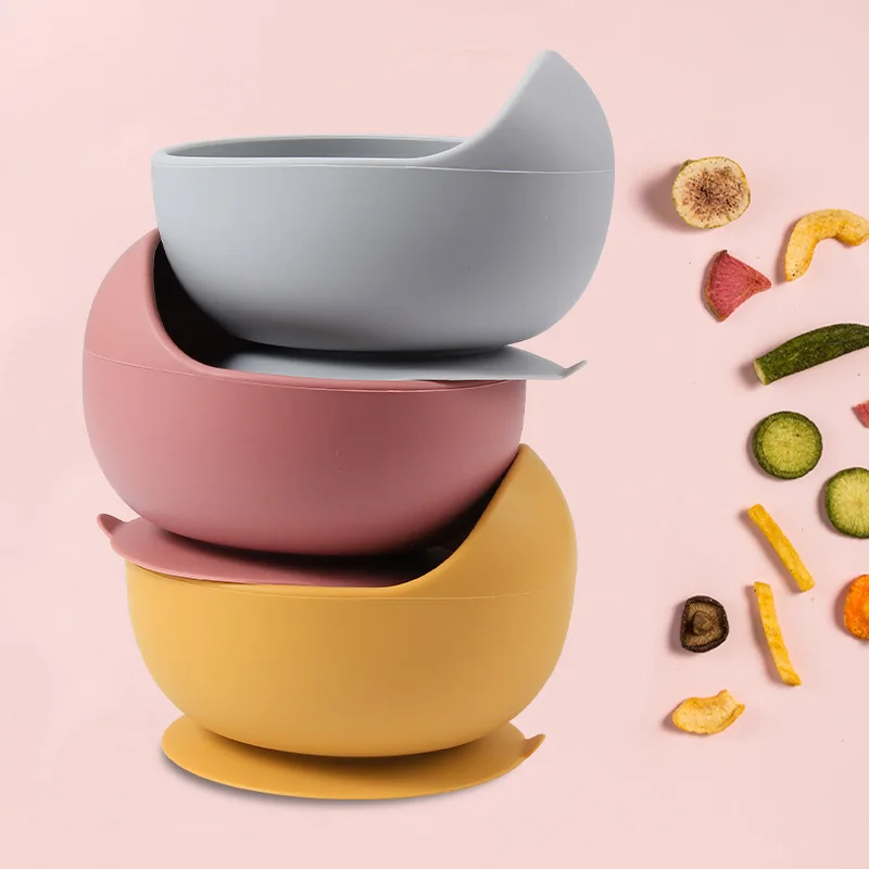 Silicone Suction Bowls Durable for Babies & Toddlers Extra Strong Suction Easy-Release Tab Dishwasher, Microwave & Freezer Safe