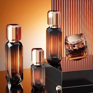 High-End 50g Acrylic Cap Lotion Essence Bottle New Polygon Thick Bottom Cosmetics Packaging Eye Drop Face Cream Jar