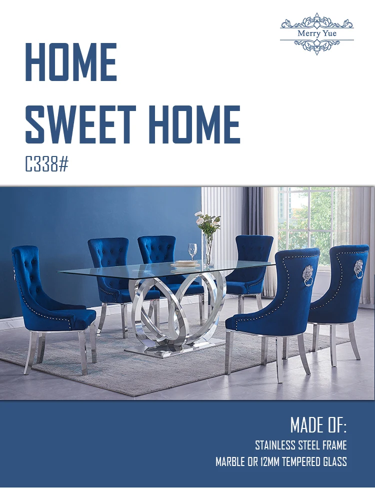 Wholesale Luxury Nordic Furniture Navy Blue Velour 304 Stainless Grade