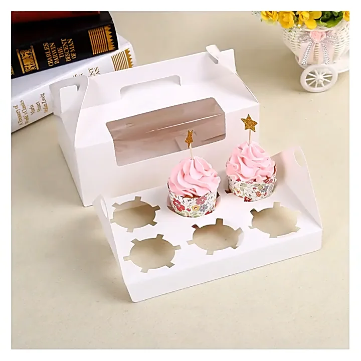 Cup Kraft Paper Muffin Cake Box With Cake Tray Party Wedding Birthday