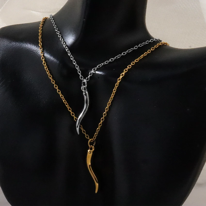 Classic Italian Horn Necklace Chili Pepper Charm Necklace Cornetto Talisman Protection Jewelry Lucky Amulet Cornicello Necklace