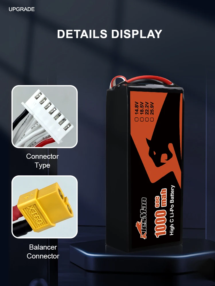 Bộ pin máy bay không người lái 6S tùy chỉnh 1000mah 22.2V pin Lipo cho máy bay không người lái RC FPV bền 5